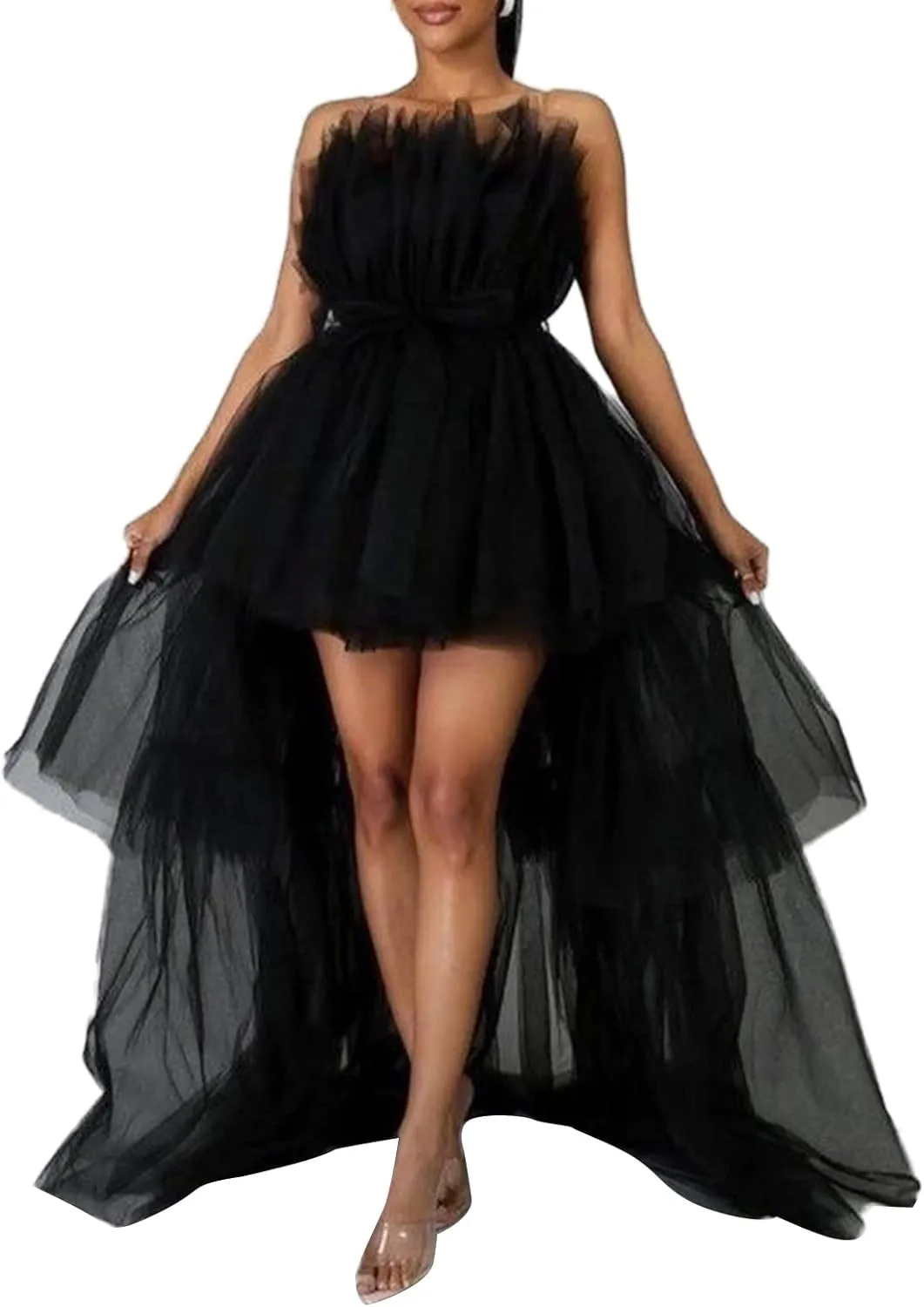 Sunloudy Women Tulle Long Skirt Maxi Tulle Floor Length Layered High Waist Puffy Skirt Wedding Special Occasion Clothes