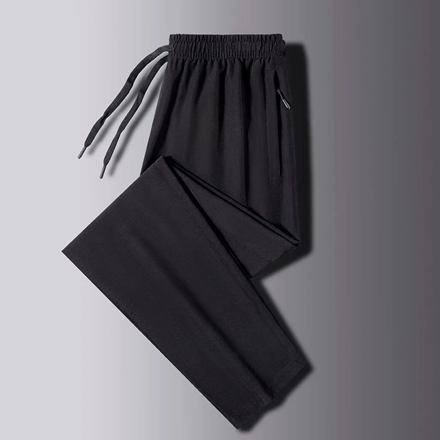 Sweatpants for Men Slim Fit Ice Silk Quick Drying Hiking Pants Lightweight Drawstring Waist Loose Straight Trousers