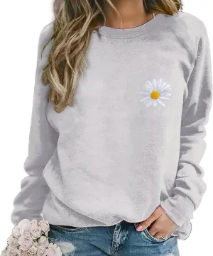 Sweatshirt for Women Long Sleeve Crewneck Boho Fall Tops 2024 Graphic Tshirts Floral Casual Trendy Pullover Tunic Tops
