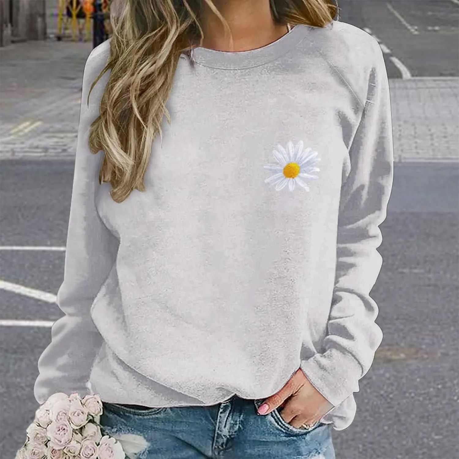 Sweatshirt for Women Long Sleeve Crewneck Boho Fall Tops 2024 Graphic Tshirts Floral Casual Trendy Pullover Tunic Tops