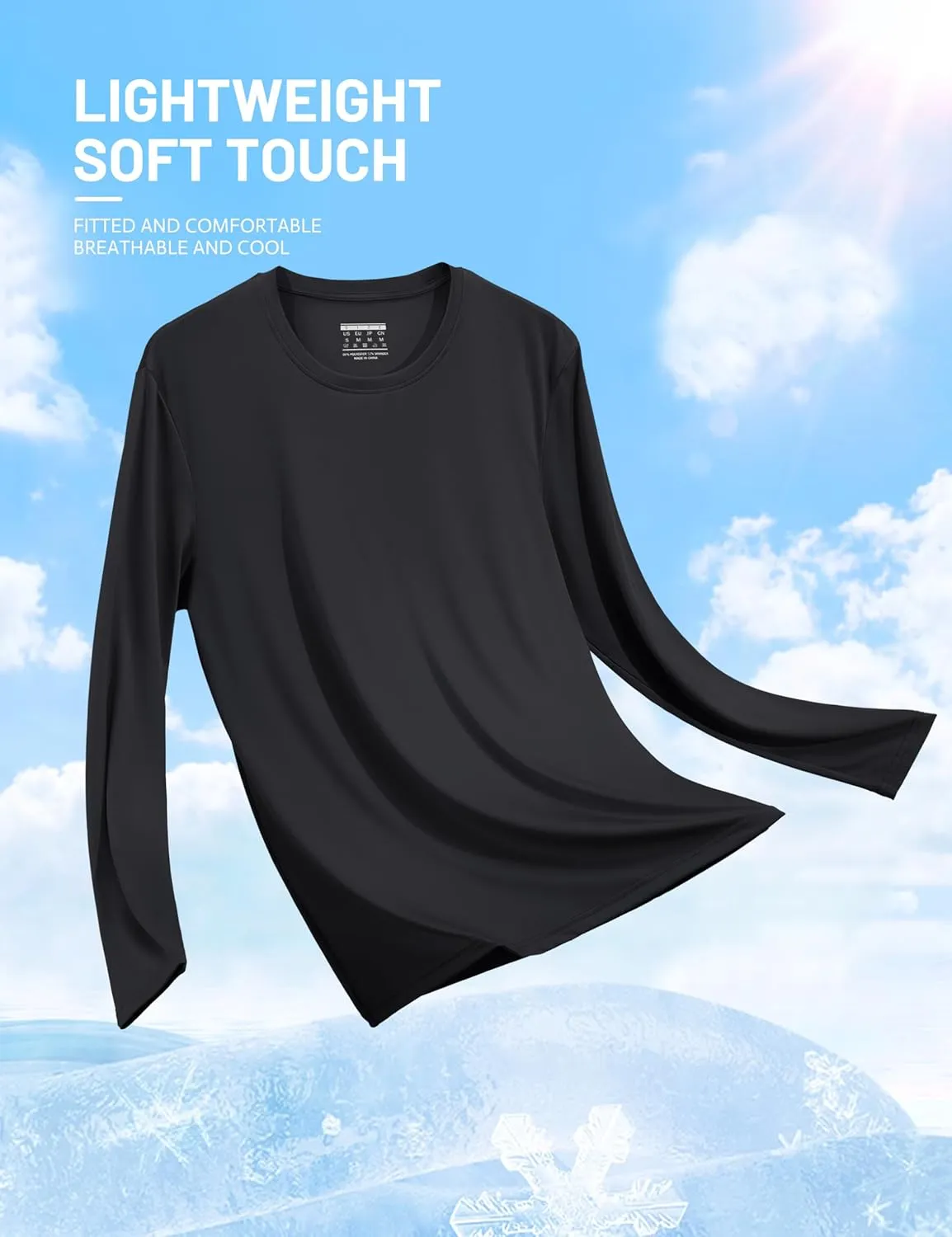 TACVASEN Men's Long Sleeve UPF 80  Shirts Sun Protection UV SPF Shirts Rash Guard Fishing Running Quick Dry Lightweight
