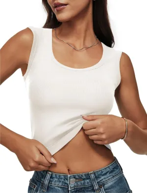 Tank Tops for Women Summer Workout Ribbed Scoop Neck T Shirt Sleeveless Basic 2025 Trendy Crop Tee