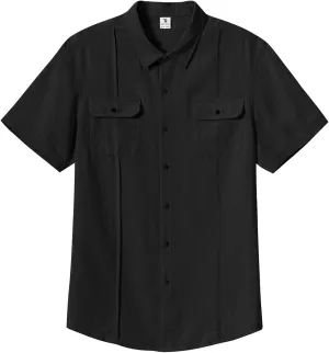TBMPOY Mens Linen Button Down Shirts Short Sleeve Summer Beach Shirt Casual Hawaiian Dress Shirts for Men with Two Pockets