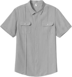 TBMPOY Mens Linen Button Down Shirts Short Sleeve Summer Beach Shirt Casual Hawaiian Dress Shirts for Men with Two Pockets