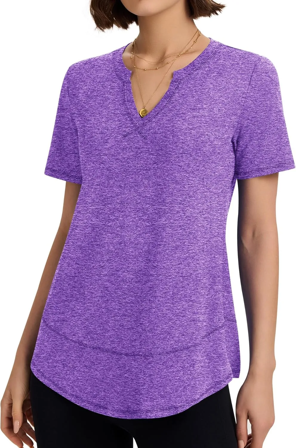 TCOT Women's Short Sleeve Workout Tops Loose Fit Athletic Tees V Neck Running Shirts Yoga Tee Gym Shirts