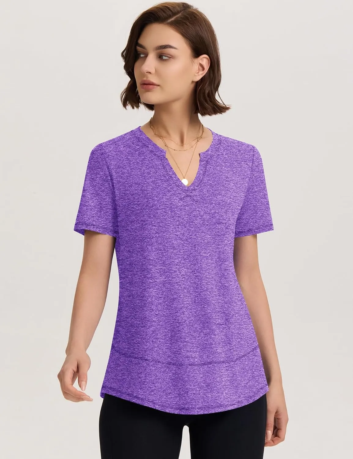 TCOT Women's Short Sleeve Workout Tops Loose Fit Athletic Tees V Neck Running Shirts Yoga Tee Gym Shirts