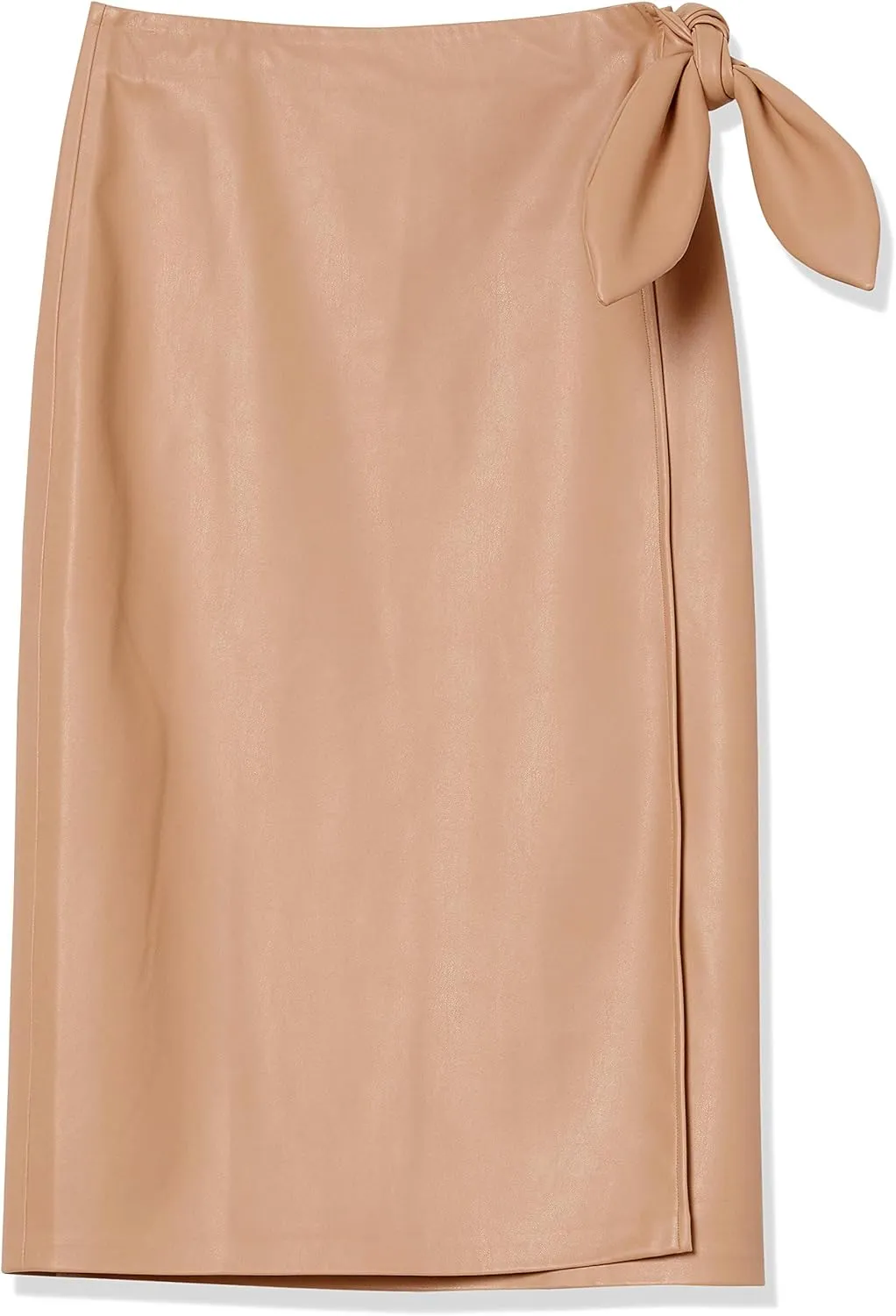 The Drop Women's Manon Vegan Leather Wrap-Front Midi Skirt