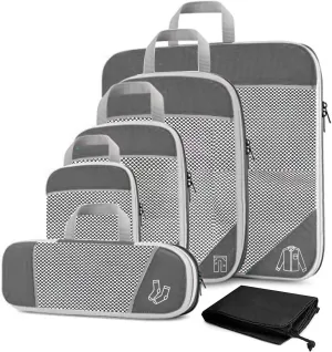 Travel Packing Cube Organizers - 5 Piece Set, Compressible, Lightweight, Durable, Organizing Travel Bags for Suitcases - Ideal for Organizing Clothing, Underwear, Socks, and Accessories