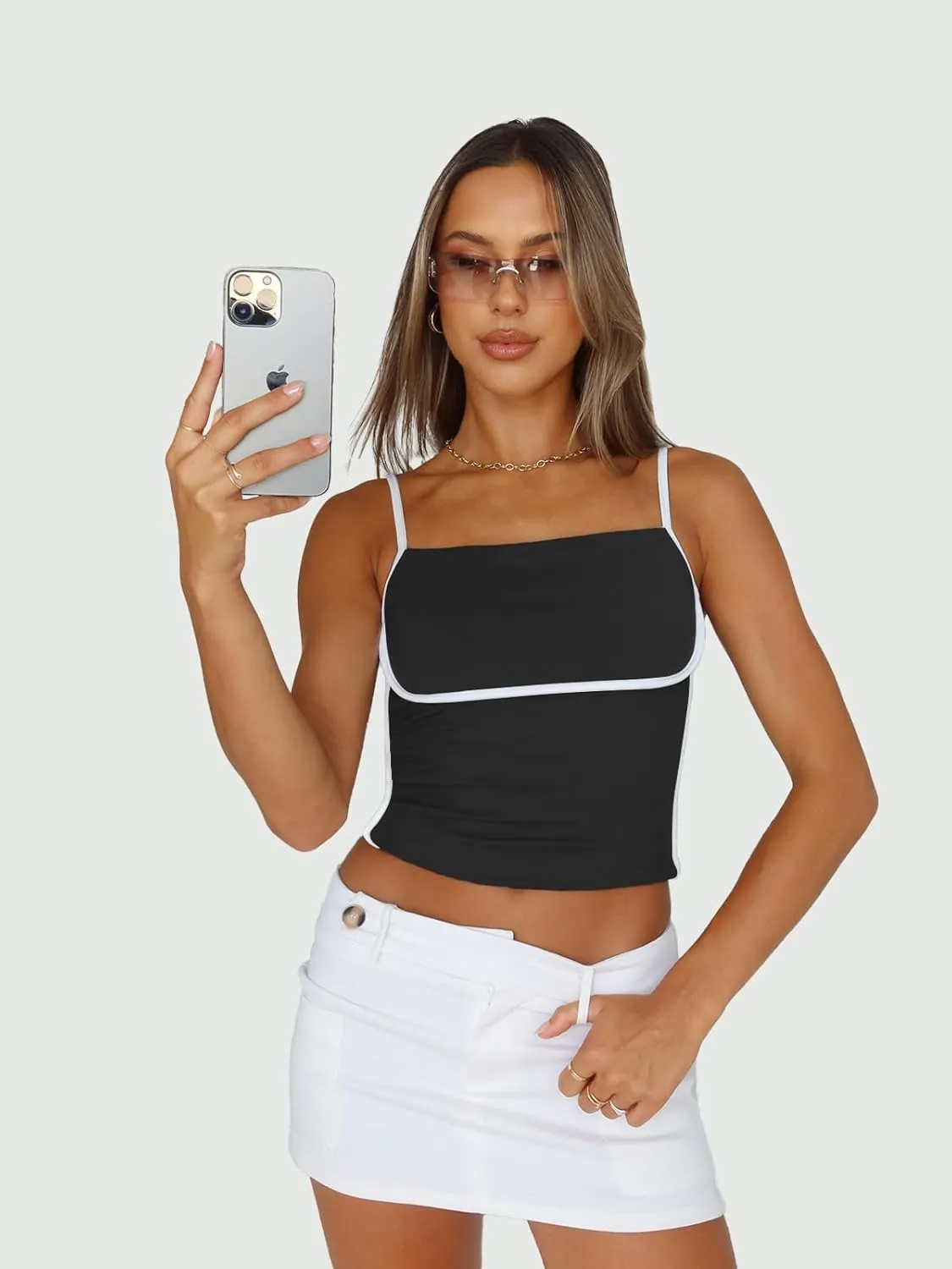 Trendy Queen Womens Camisole Tube Tops with Adjustable Spaghetti Strap Cute Summer Going Out Crop Tops 2025