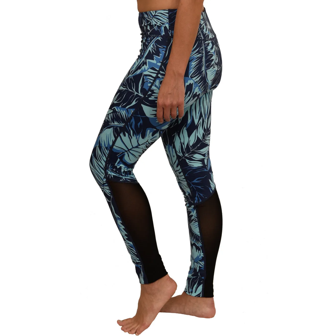 Tropical Hawaiian Fern Mesh Long Yoga Pants / Leggings