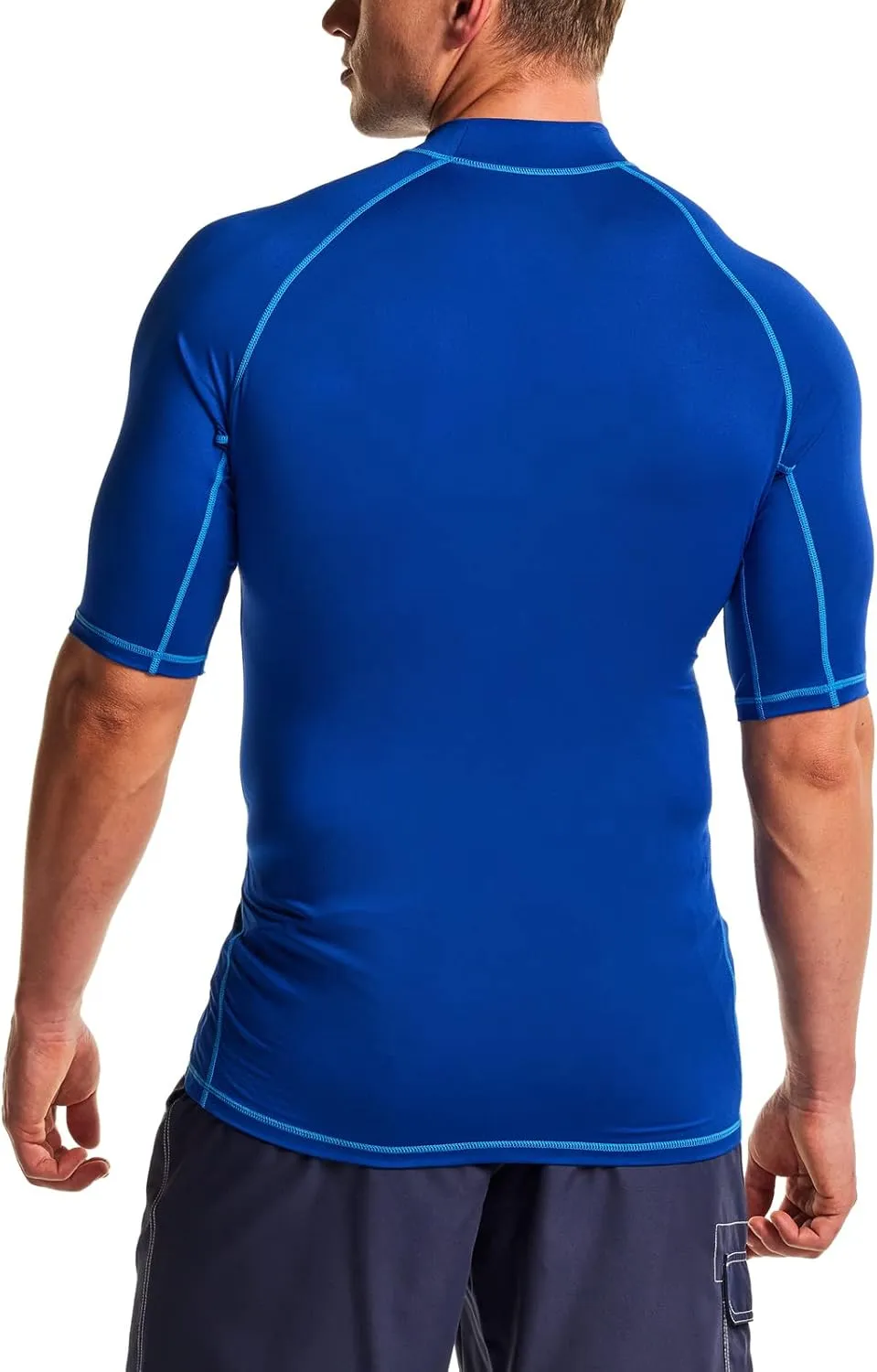 TSLA Men's Rash Guard Swim Shirts, UPF 50  Quick Dry Mid/Short Sleeve Swimming Shirt, UV/SPF Water Surf Shirts