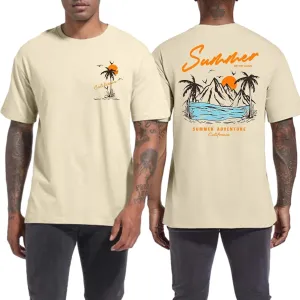 Tuislay Graphic Tees Oversized Beach Tshirts for Men Letter Print Shirts Short Sleeve Mens Summer Shirts Casual Tops