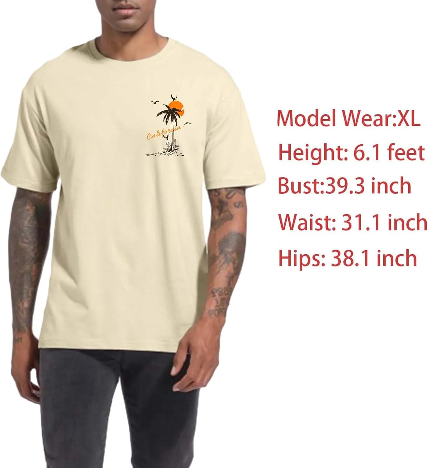 Tuislay Mens Graphic t-Shirts Casual Oversized Letter Print Beach Shirts Baggy Cotton Short Sleeve Tshirt Summer tee Top