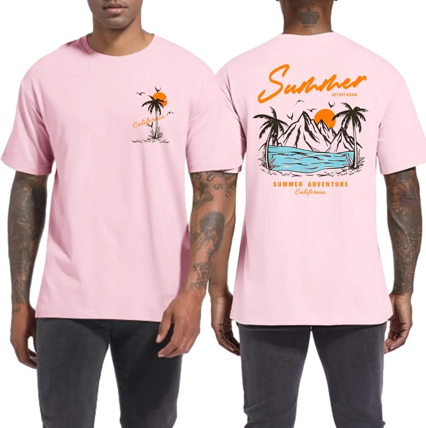 Tuislay Mens Graphic t-Shirts Casual Oversized Letter Print Beach Shirts Baggy Cotton Short Sleeve Tshirt Summer tee Top