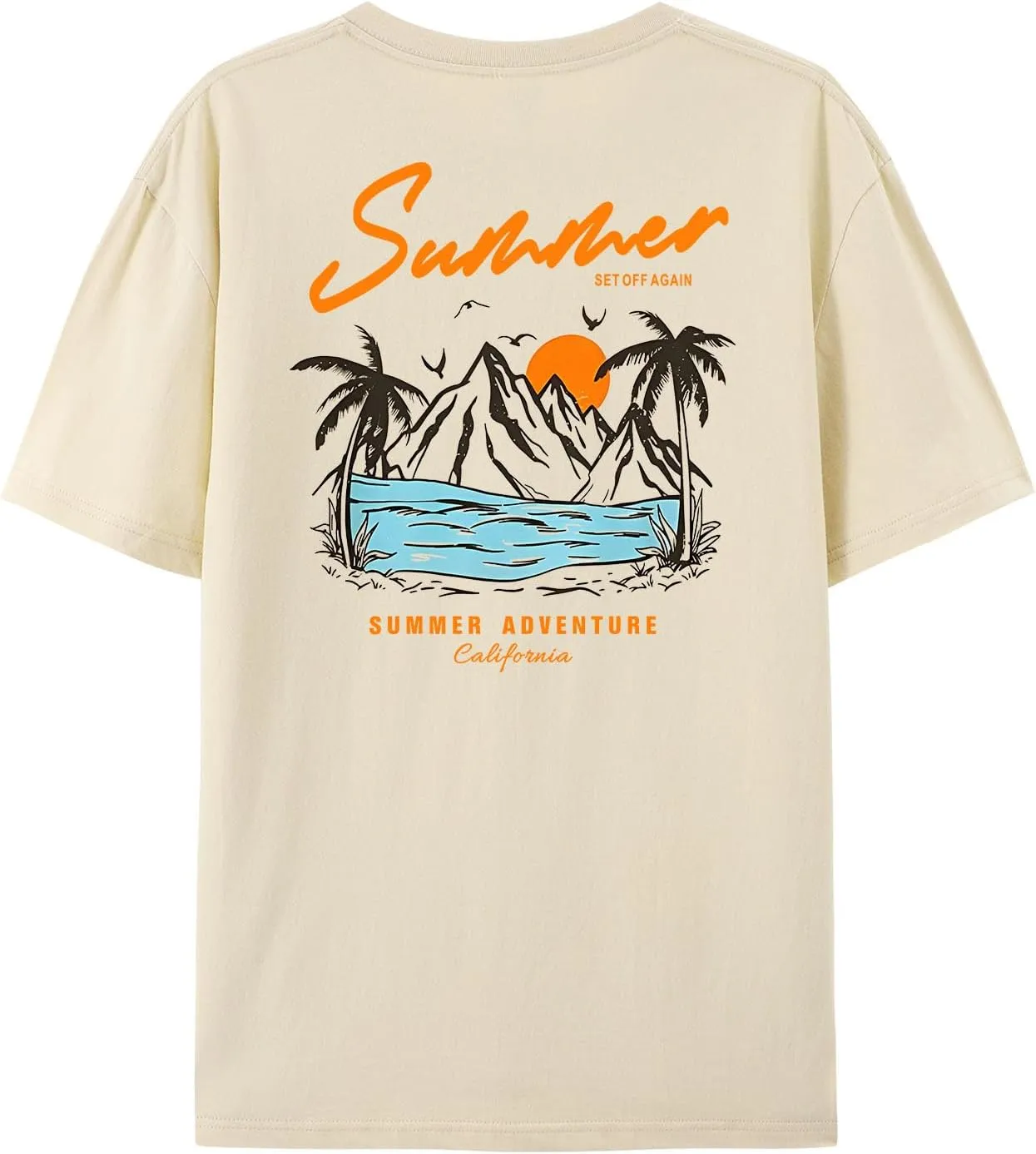 Tuislay Mens Graphic t-Shirts Casual Oversized Letter Print Beach Shirts Baggy Cotton Short Sleeve Tshirt Summer tee Top