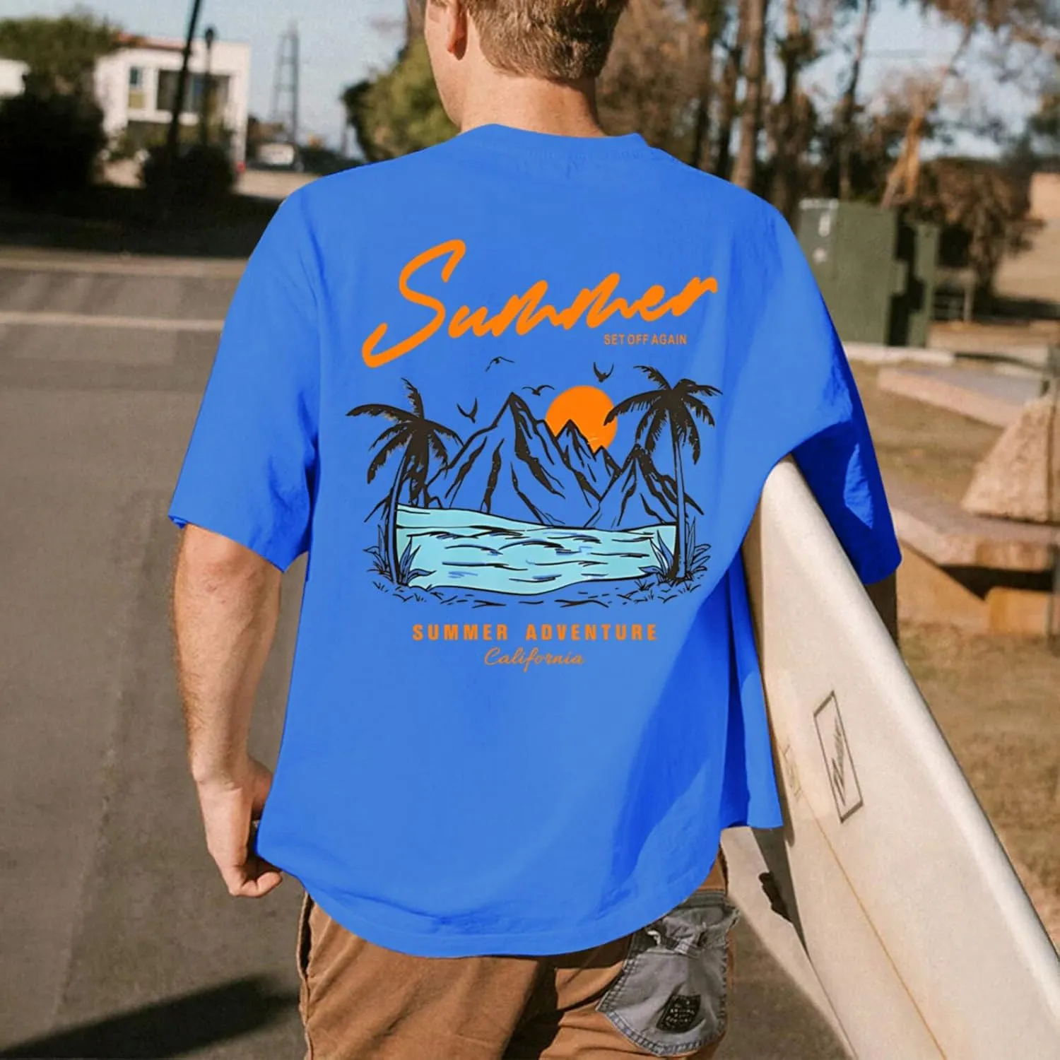 Tuislay Mens Graphic t-Shirts Casual Oversized Letter Print Beach Shirts Baggy Cotton Short Sleeve Tshirt Summer tee Top