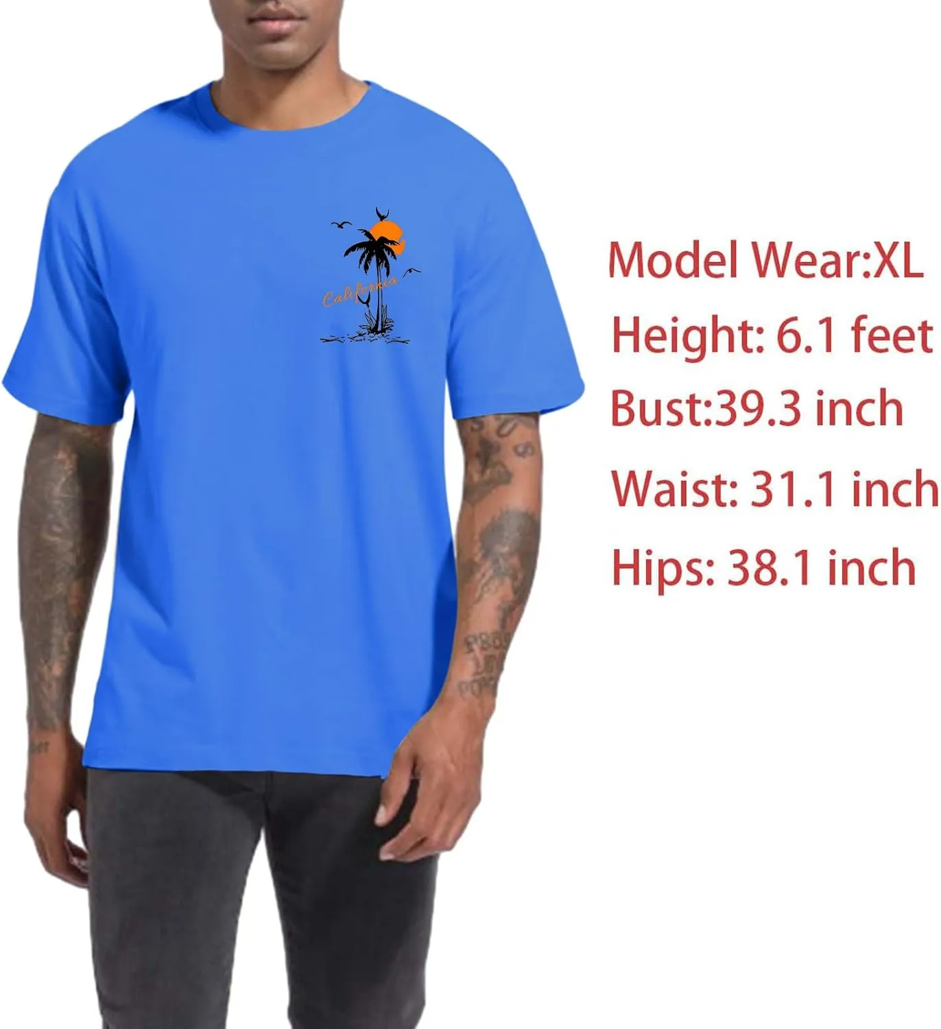 Tuislay Mens Graphic t-Shirts Casual Oversized Letter Print Beach Shirts Baggy Cotton Short Sleeve Tshirt Summer tee Top