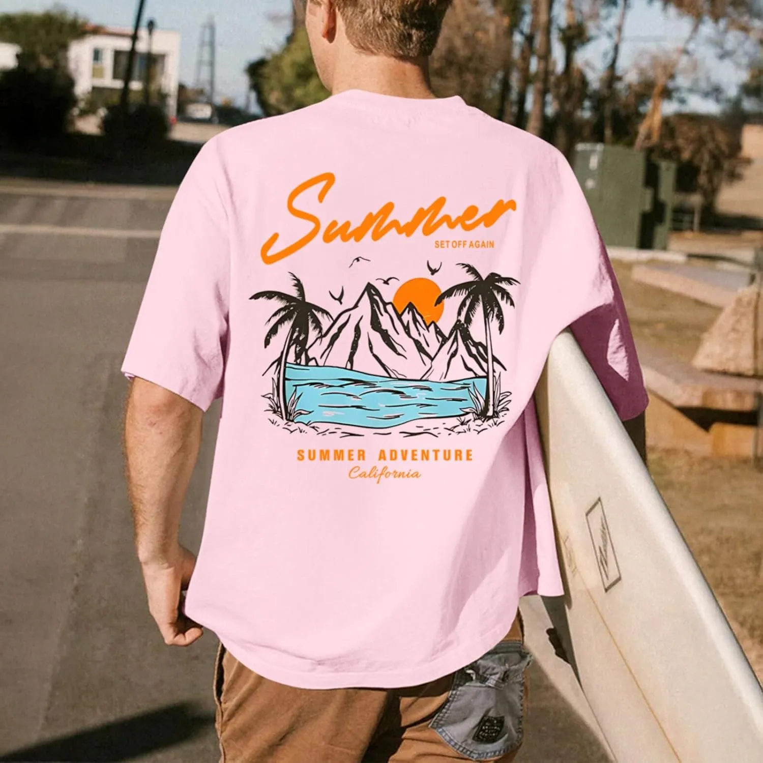 Tuislay Mens Graphic t-Shirts Casual Oversized Letter Print Beach Shirts Baggy Cotton Short Sleeve Tshirt Summer tee Top