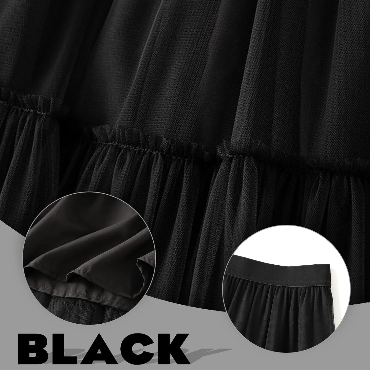 Tulle Skirts for Women Long Length Tutu Fairy Tiered Skirt A Line Mesh Elastic Waist Skirts