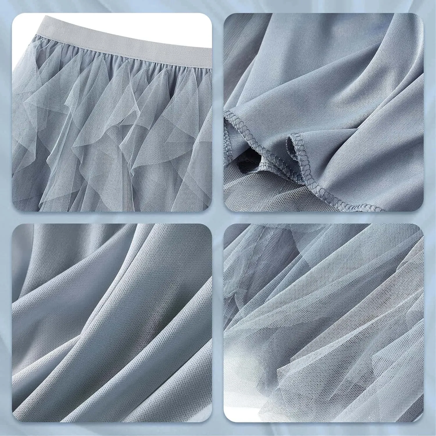 Tulle Skirts for Women Long Length Tutu Fairy Tiered Skirt A Line Mesh Elastic Waist Skirts