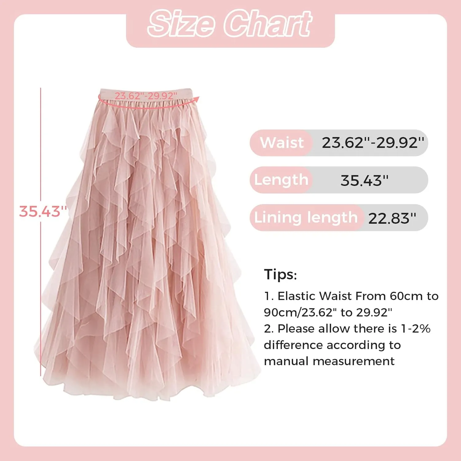 Tulle Skirts for Women Long Length Tutu Fairy Tiered Skirt A Line Mesh Elastic Waist Skirts