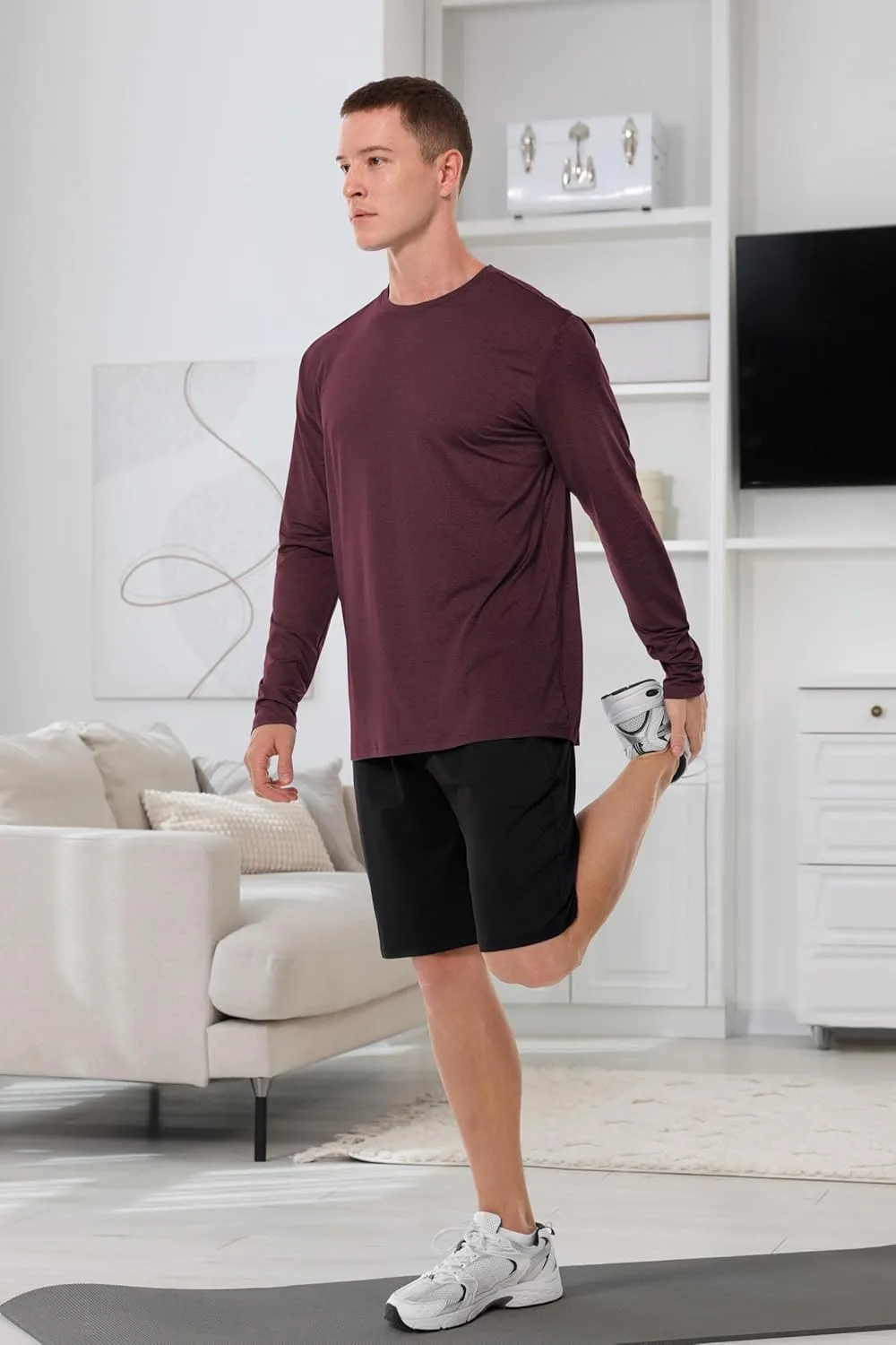 URATOT Long Sleeve Tee Shirts for Men Moisture Wicking Quick Dry Long Sleeve Sun Protection T-Shirts for Running