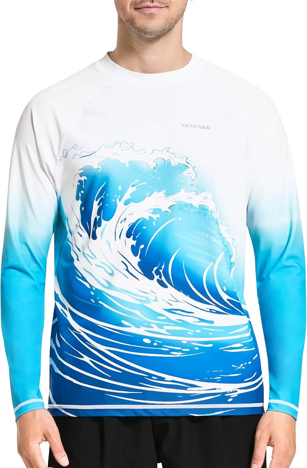 VAYAGER Men's Swim Shirt UPF 50  UV Sun Protection Quick Dry Rash Guard Shirts Short Sleeve Surf Shirt Fishing Beach T-Shirt