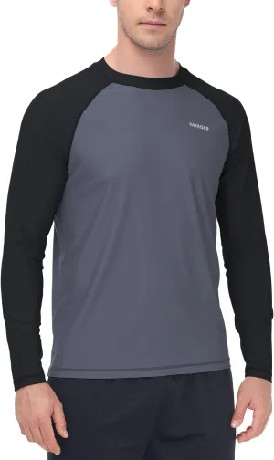 VAYAGER Men's Swim Shirts Rash Guard UPF 50  Quick Dry T-Shirt Loose Fit Water Surfing T Shirts