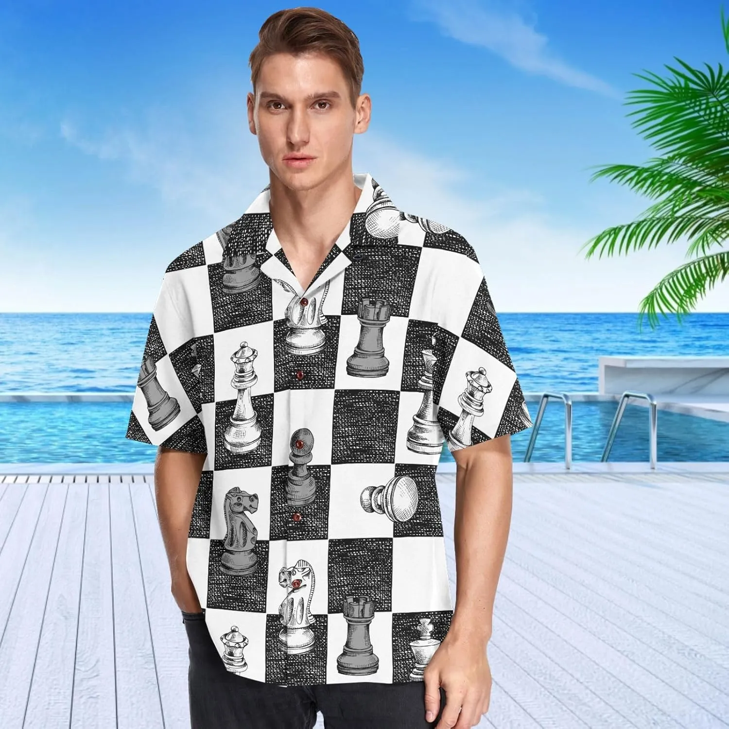 visesunny Hawaiian Bowling Shirts for Men Short Sleeve Regular Fit Summer Beach Casual Button Down Aloha Shirts S-3XL