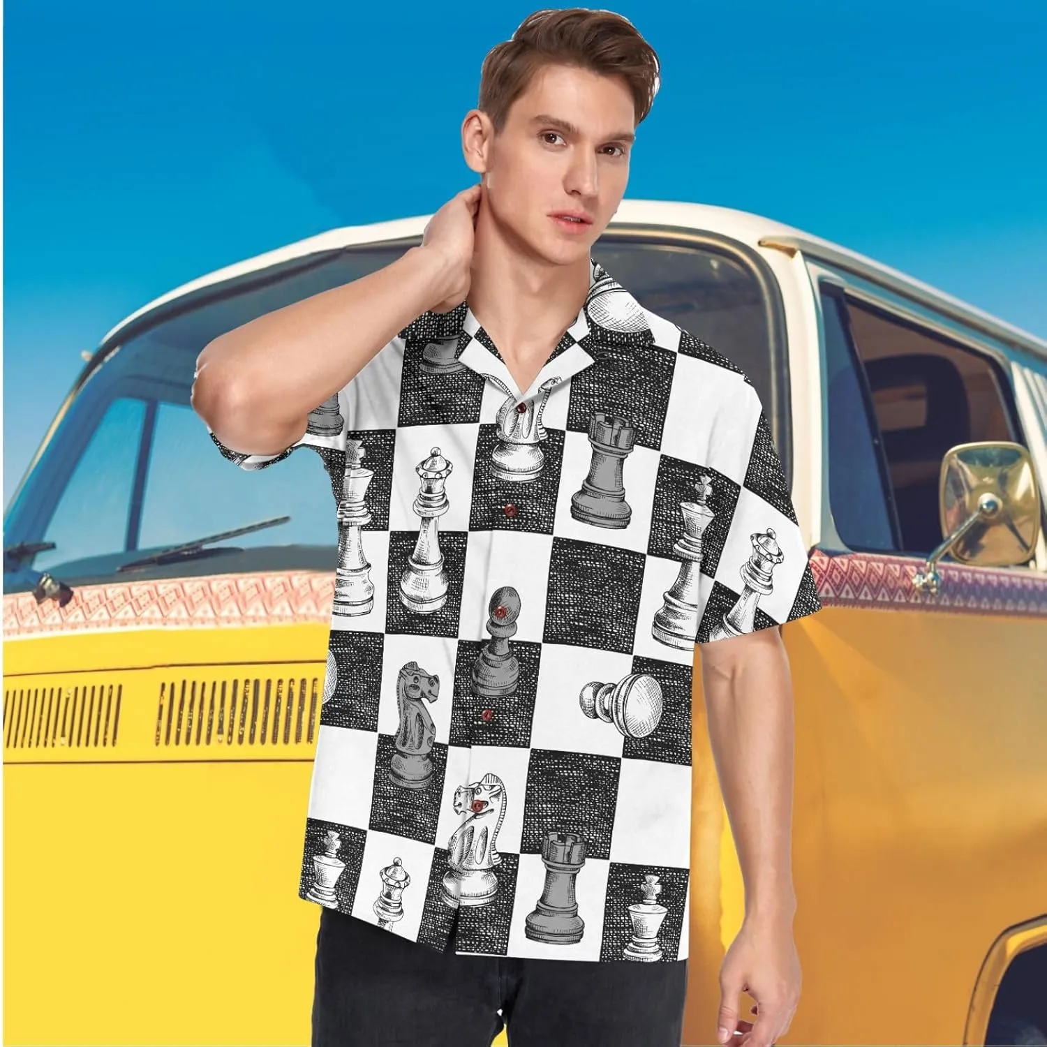 visesunny Hawaiian Bowling Shirts for Men Short Sleeve Regular Fit Summer Beach Casual Button Down Aloha Shirts S-3XL