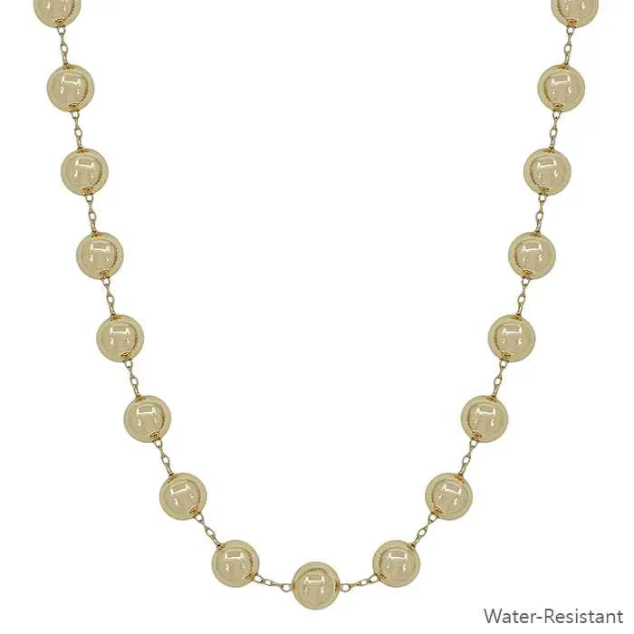 Water Resistant 10MM Beaded Gold or Silver Chain 16"-18" Necklace