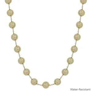 Water Resistant 10MM Beaded Gold or Silver Chain 16"-18" Necklace