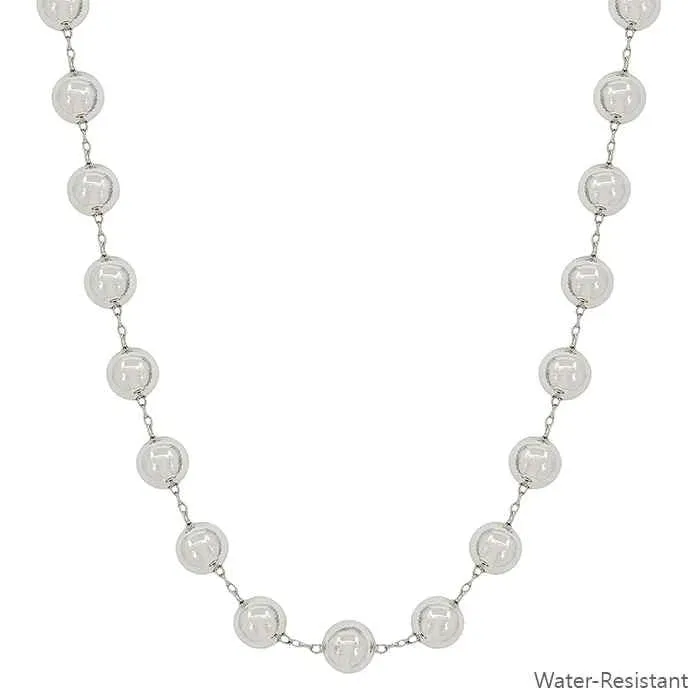 Water Resistant 10MM Beaded Gold or Silver Chain 16"-18" Necklace