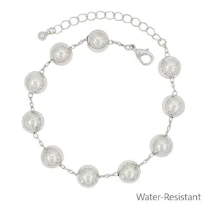 Water-Resistant Silver Beaded Bracelet  Tarnish-Free and Adjustable