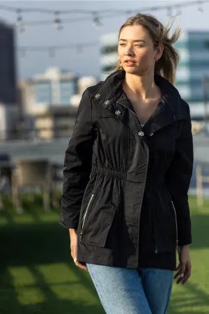 W.A.Y Wonderful & Young Lightweight Raincoat Jacket Long In Black