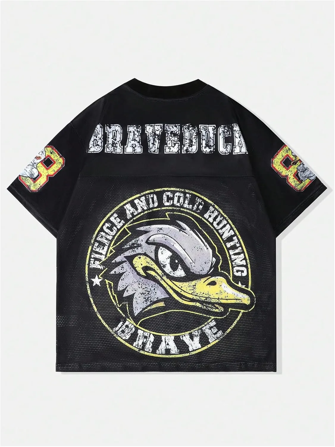 WDIRARA Men's Eagle Letter Graphic Street T Shirt Oversized Short Sleeve Crewneck Tee Top
