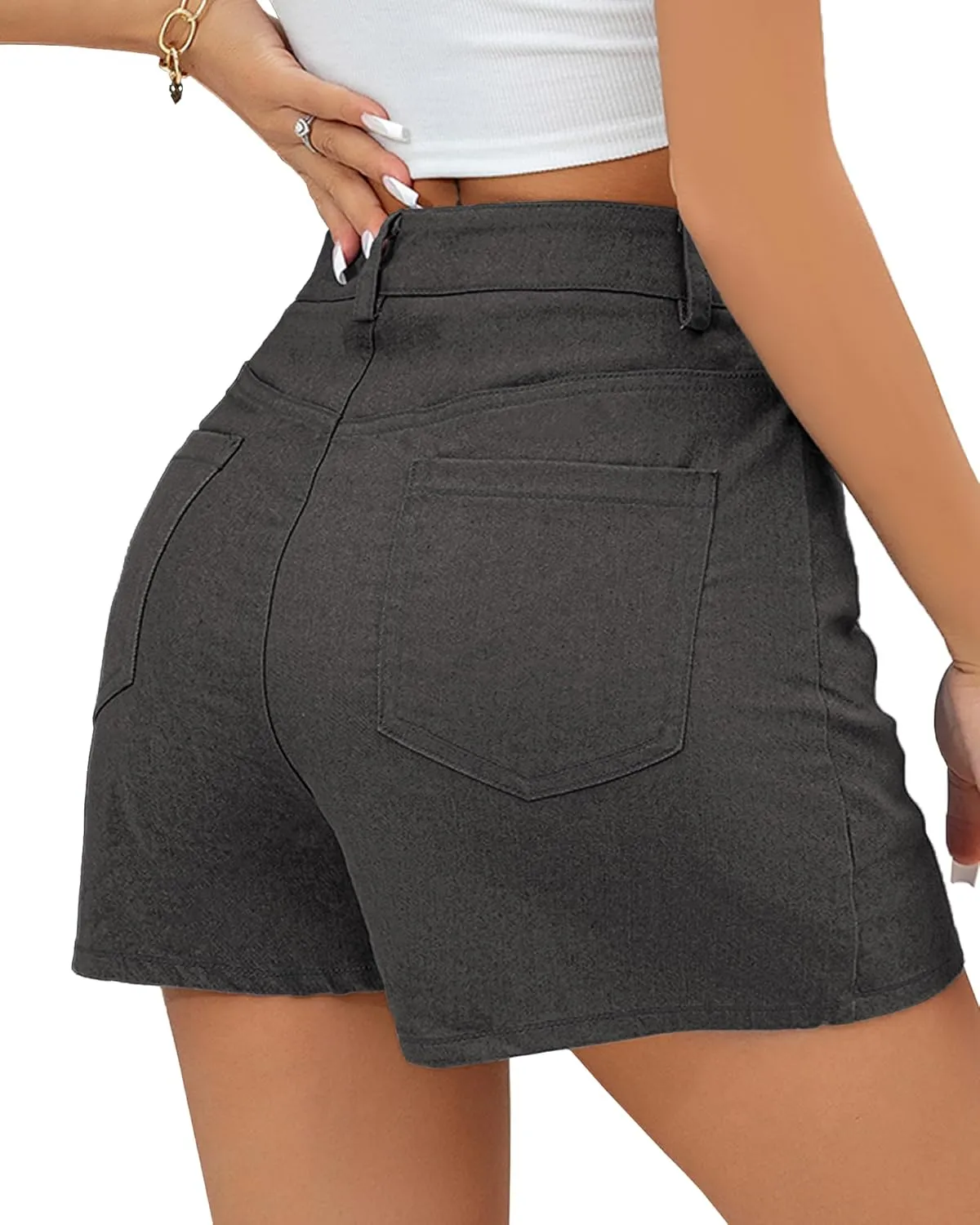 We1Fit Skorts for Women High Waisted Trendy Denim Mini Skirt Side Slit Jean Shorts Stretchy Skirts