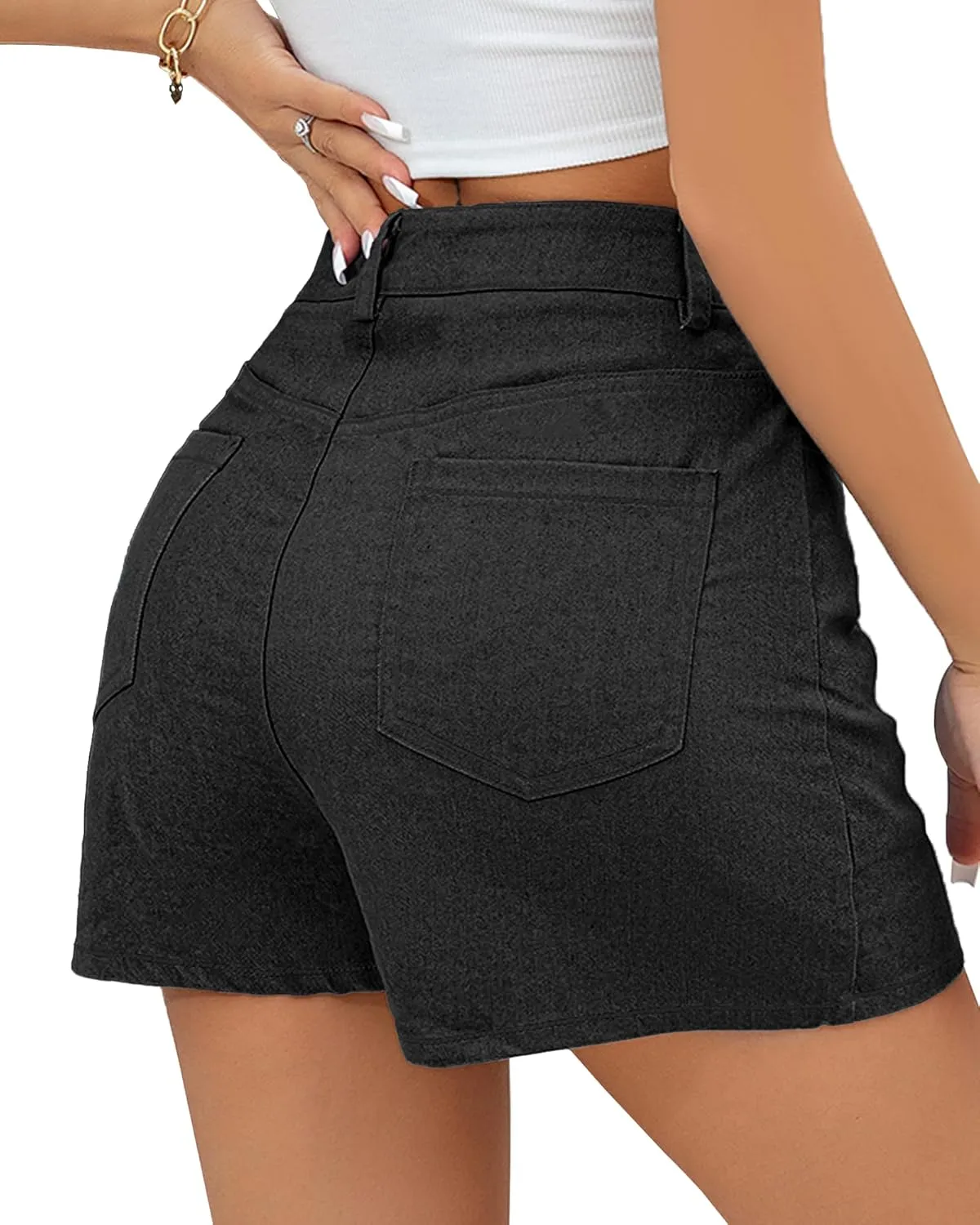 We1Fit Skorts for Women High Waisted Trendy Denim Mini Skirt Side Slit Jean Shorts Stretchy Skirts