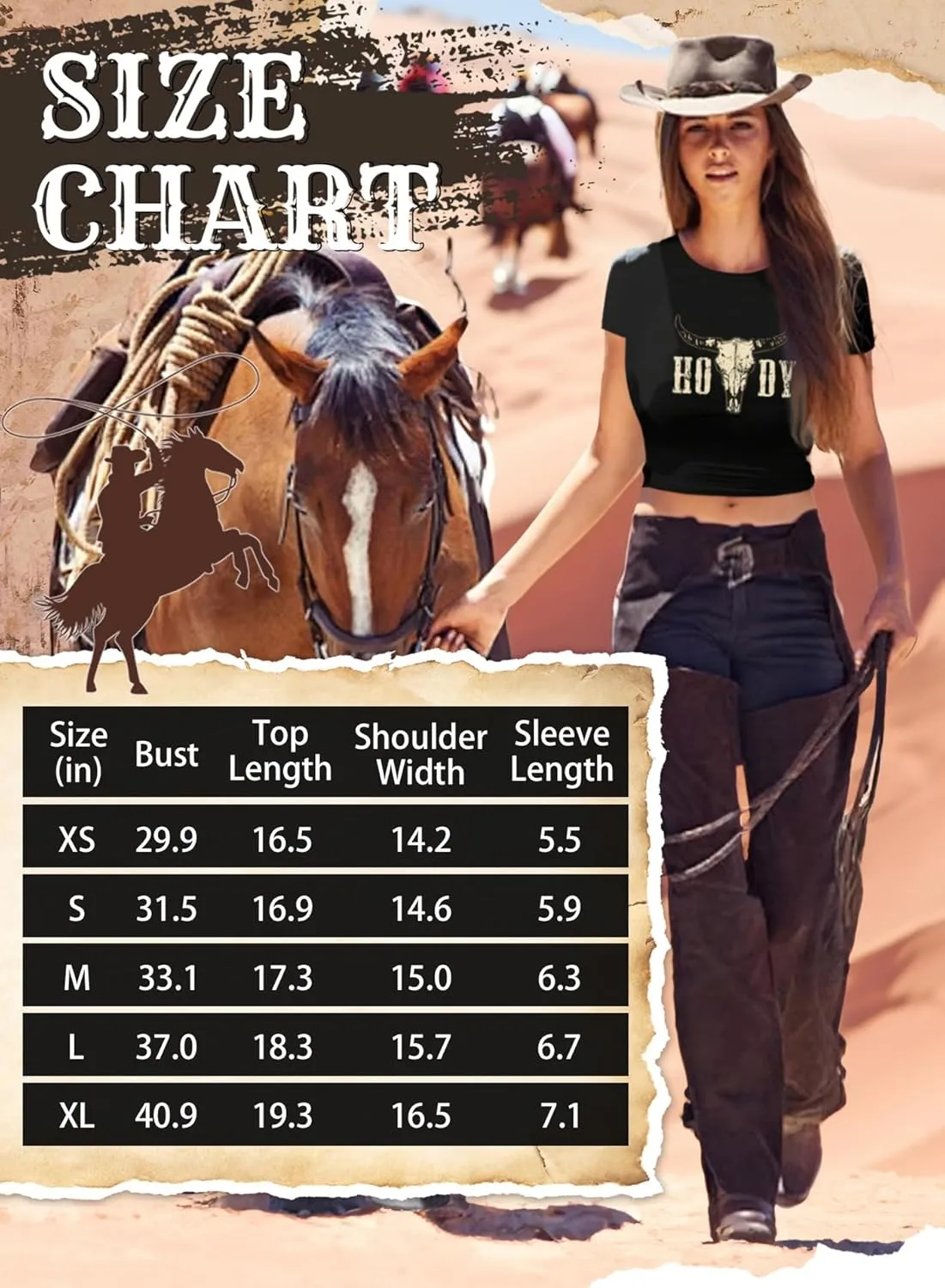 Western Cowgirl Crop Top for Women - Country Concert Cowboy Rodeo Outfit Cow Skull Graphic Tee Vintage Howdy Shirts