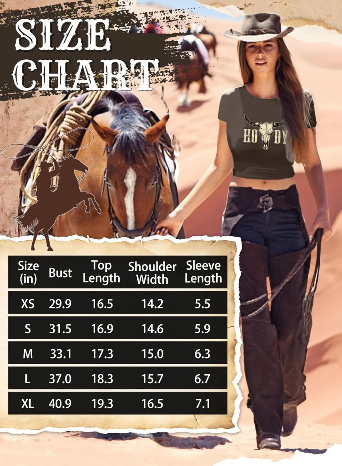 Western Cowgirl Crop Top for Women - Country Concert Cowboy Rodeo Outfit Cow Skull Graphic Tee Vintage Howdy Shirts