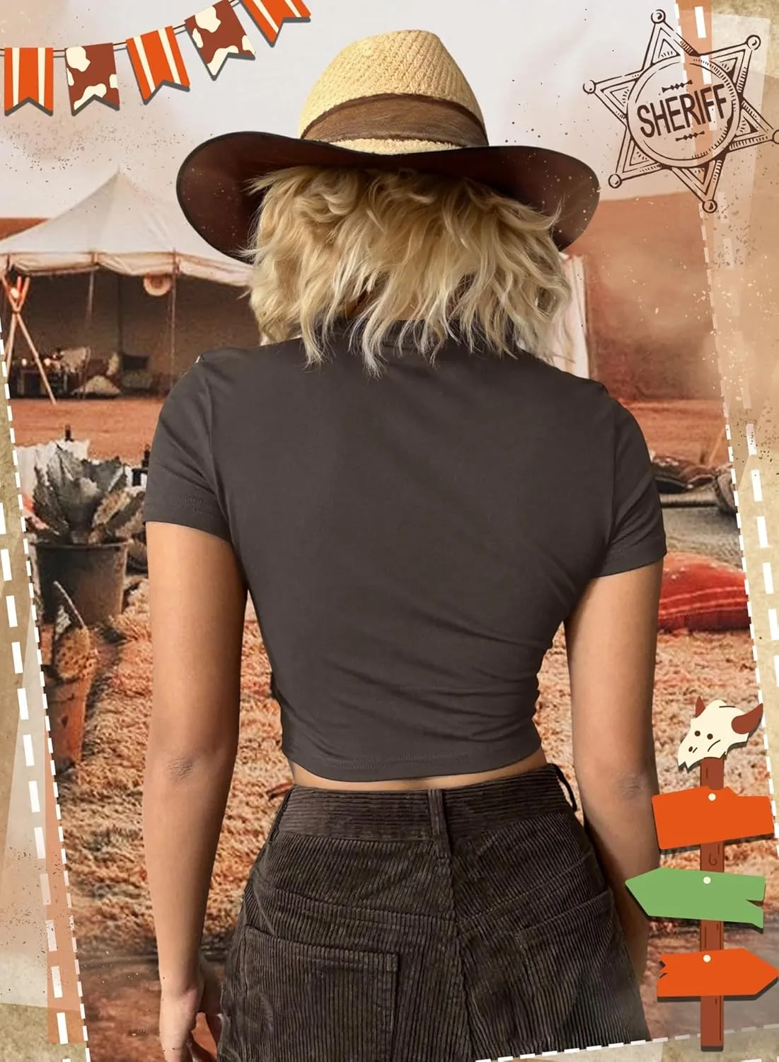 Western Cowgirl Crop Top for Women - Country Concert Cowboy Rodeo Outfit Cow Skull Graphic Tee Vintage Howdy Shirts