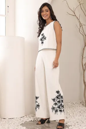 White linen Top & Pant Set