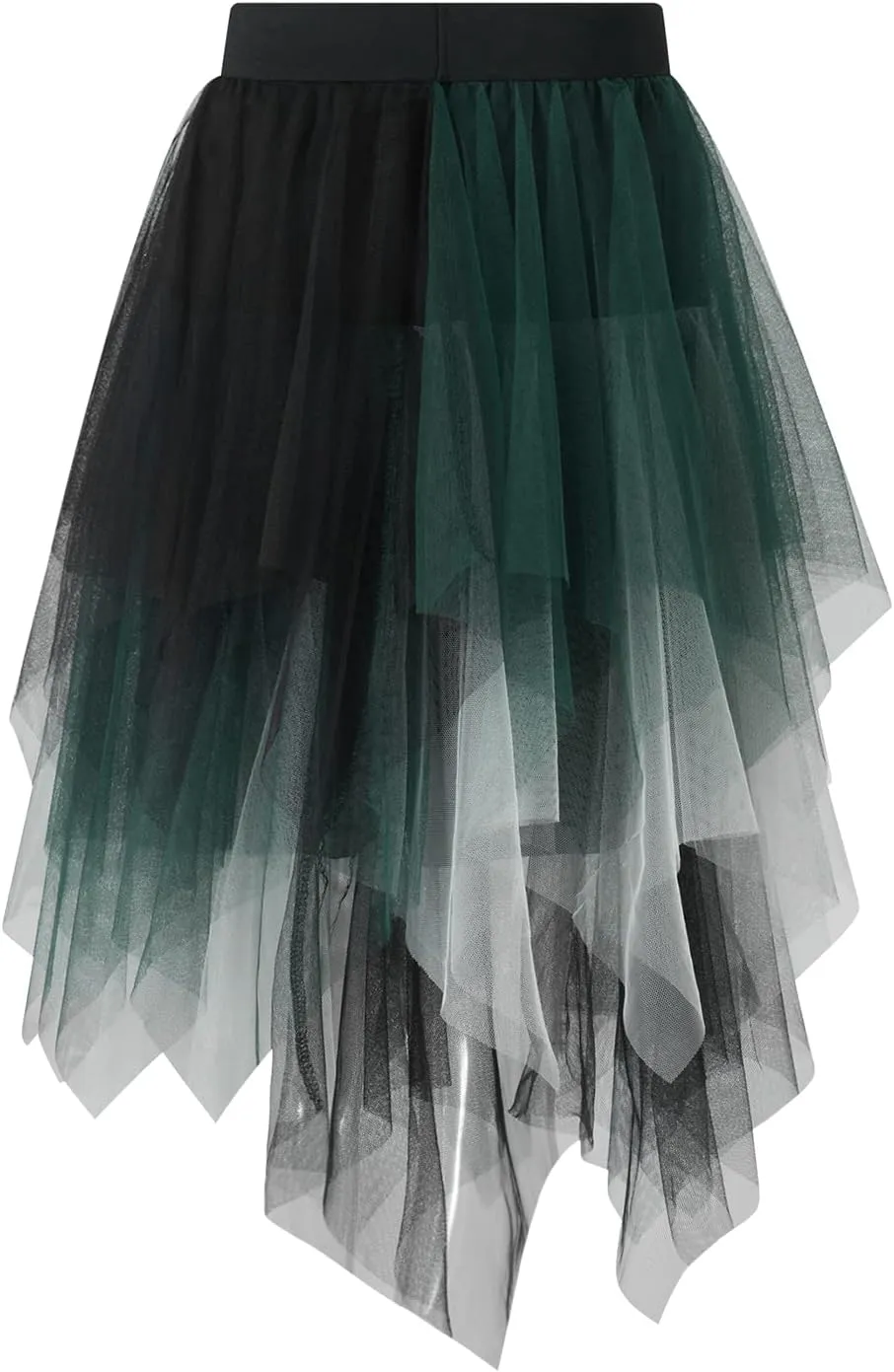 Women A Line Tulle Skirts High Waist Irregular Ruffle Layered Fashion Midi Skirt Party Evening Mesh Long Skirt