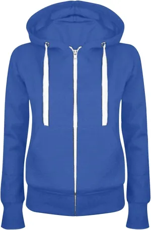 Women Casual Full Zip Up Hoodie Long Sleeve Fall Sweatshirts Jacket Solid Color Comfy Loose Hoodies Tops with Pockets
