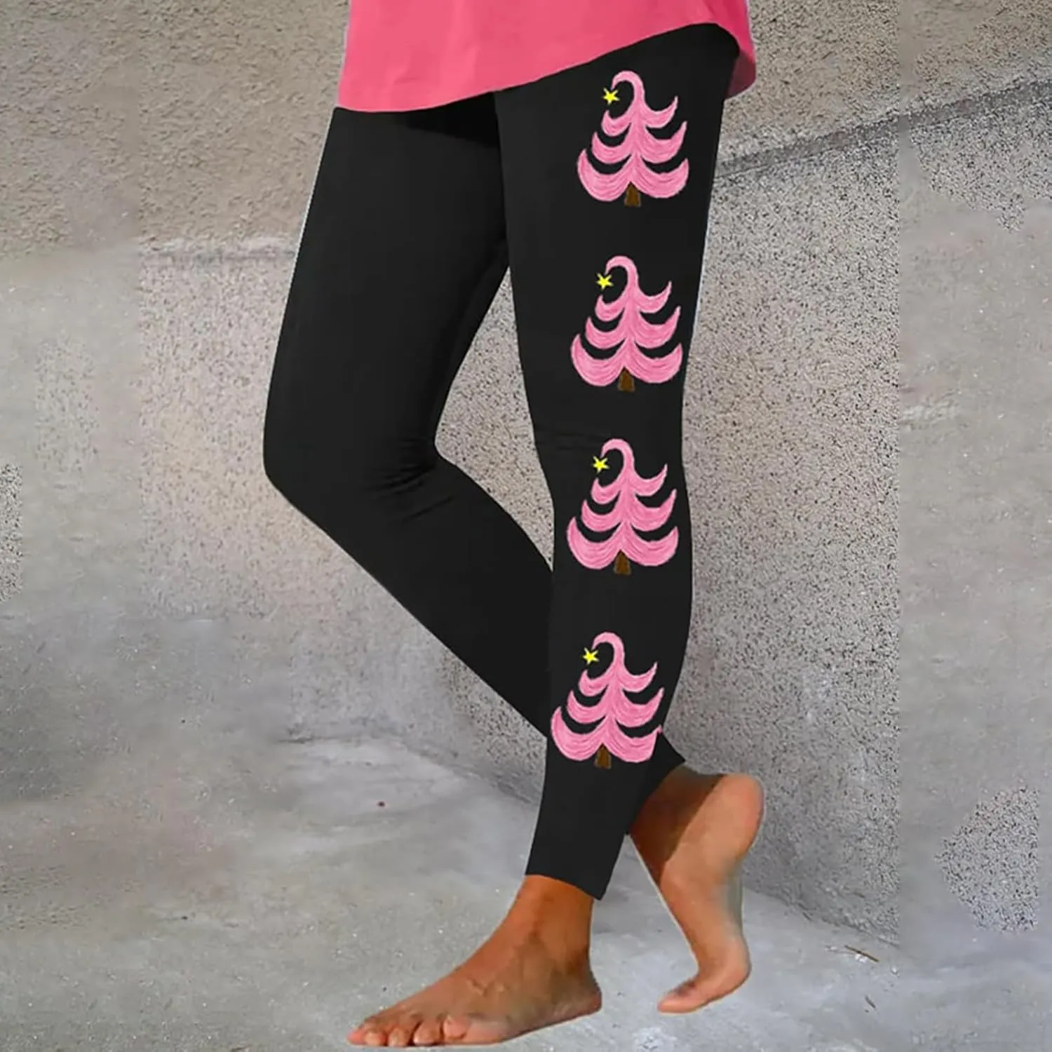 Women Christmas Leggings Funny Xmas Graphic Yoga Sweatpants Winter Warm Tights Tousers High Waist Jogger Lounge Pants