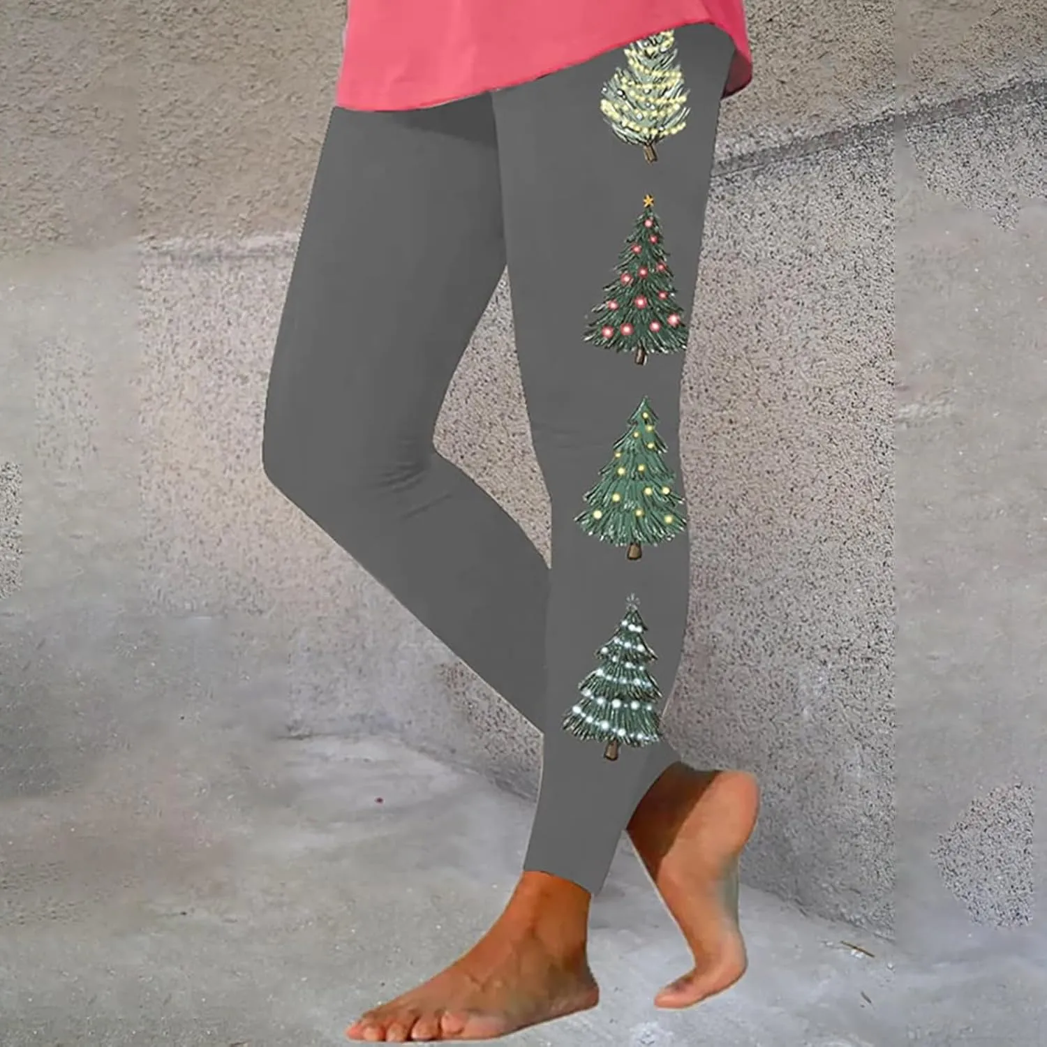 Women Christmas Leggings Funny Xmas Graphic Yoga Sweatpants Winter Warm Tights Tousers High Waist Jogger Lounge Pants
