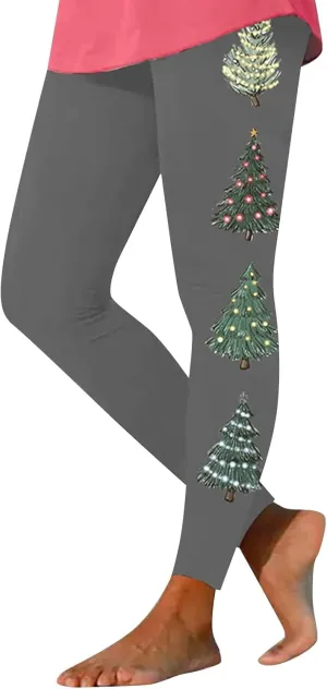 Women Christmas Leggings Funny Xmas Graphic Yoga Sweatpants Winter Warm Tights Tousers High Waist Jogger Lounge Pants