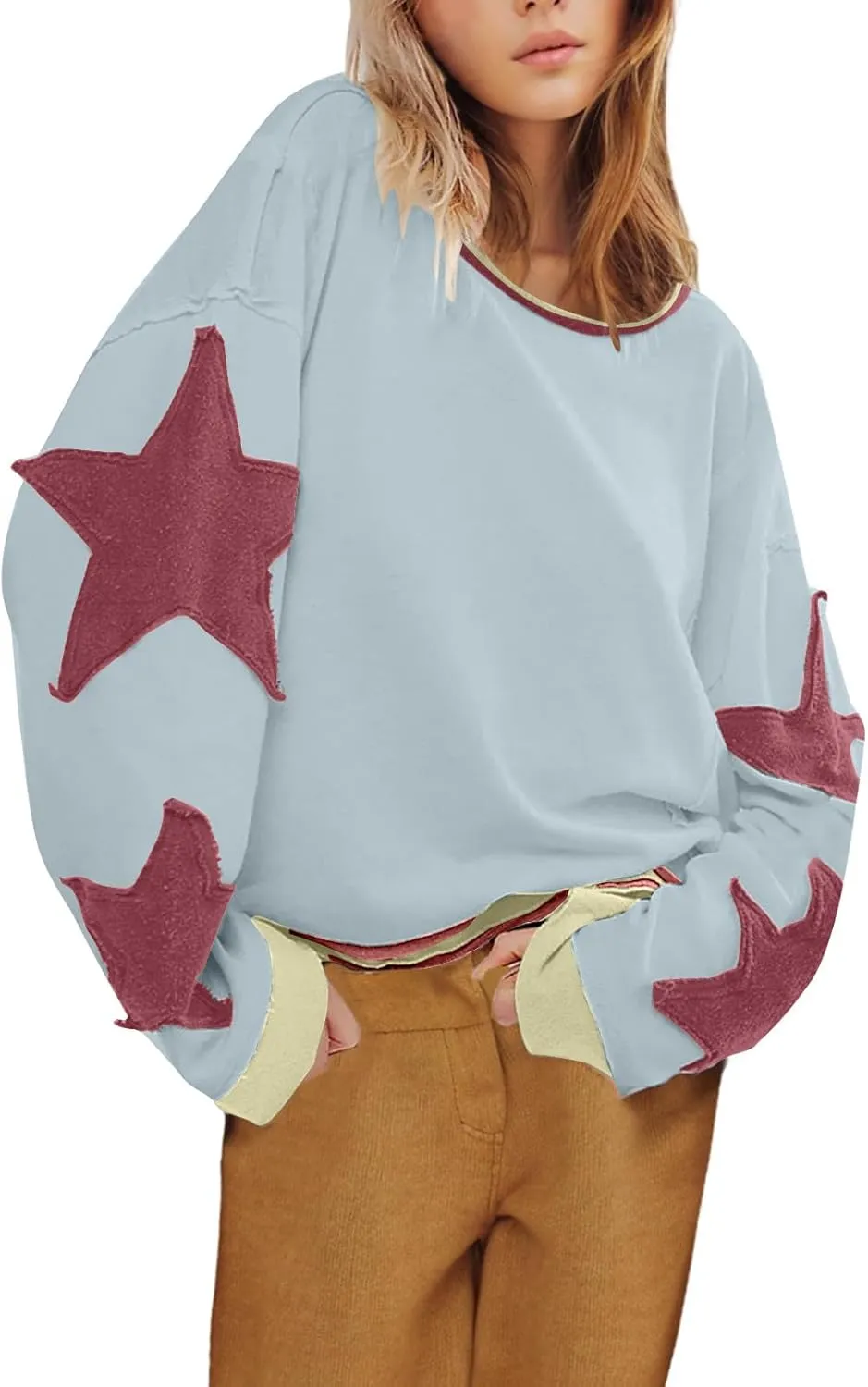 Women Crop Sweatshirts Long Sleeve Trendy Graphic Design Pullover Tops Casual Loose Crewneck Sweatshirt