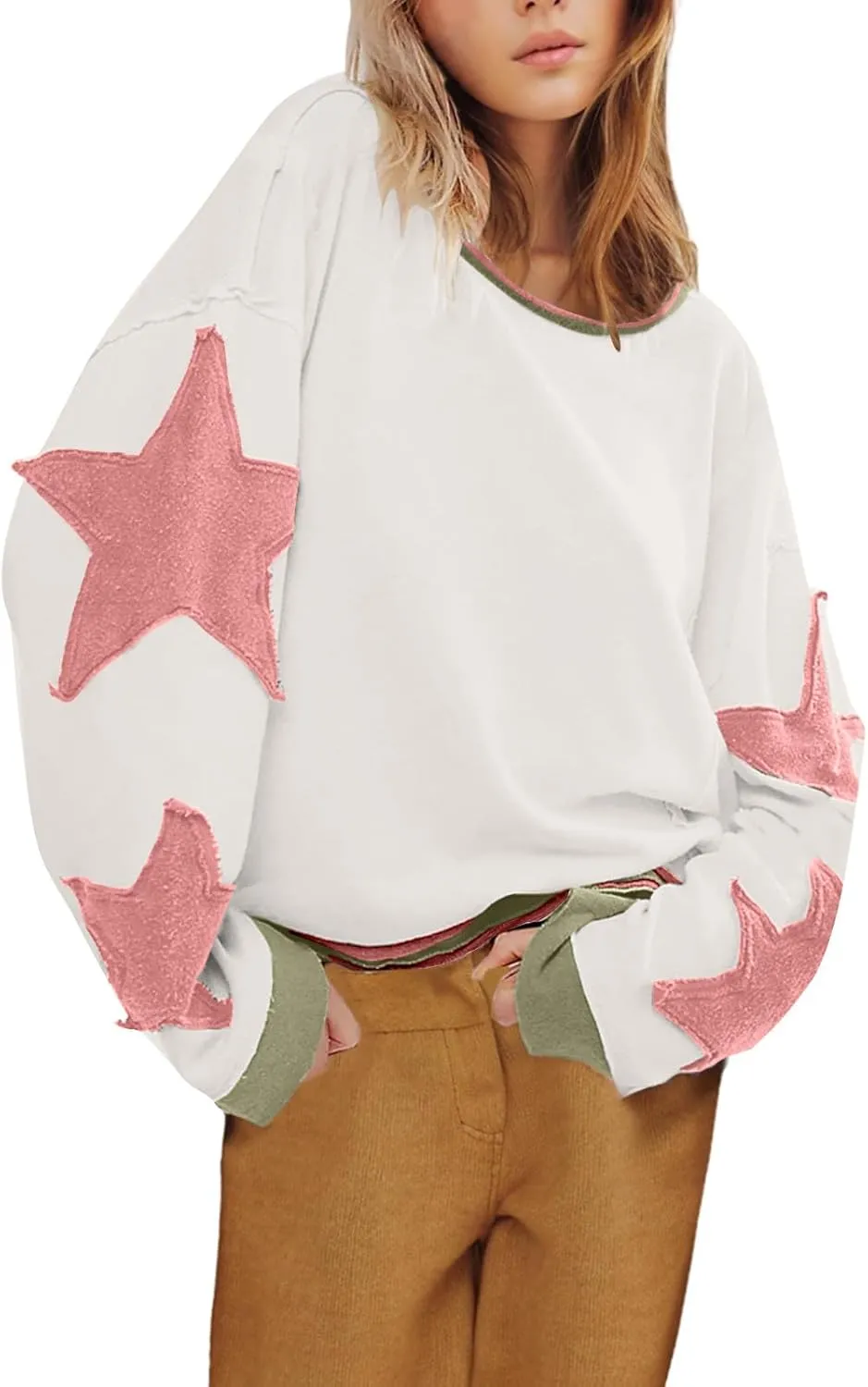 Women Crop Sweatshirts Long Sleeve Trendy Graphic Design Pullover Tops Casual Loose Crewneck Sweatshirt
