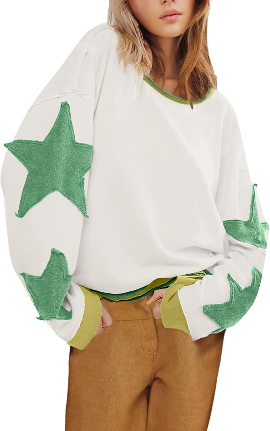 Women Crop Sweatshirts Long Sleeve Trendy Graphic Design Pullover Tops Casual Loose Crewneck Sweatshirt